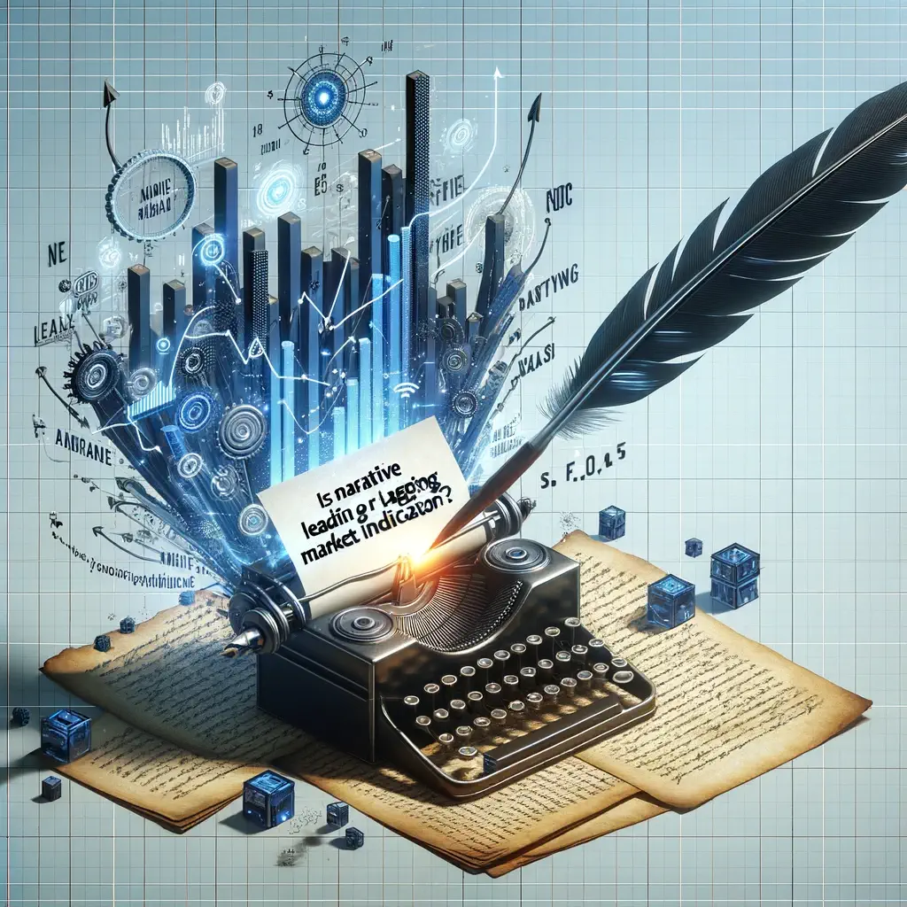 leading indicator or lagging indicator typed on a typewriter with a quill