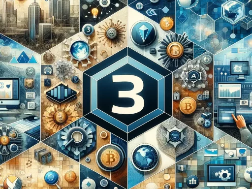 web3 collage of cryptocurrency NFT and other digital things