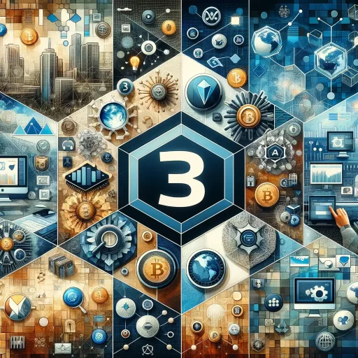 web3 collage of cryptocurrency NFT and other digital things